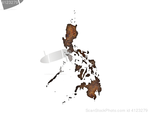 Image of Map of the Philippines on rusty metal