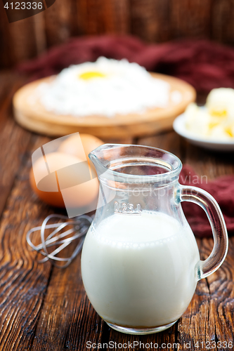 Image of flour,milk, butter and eggs