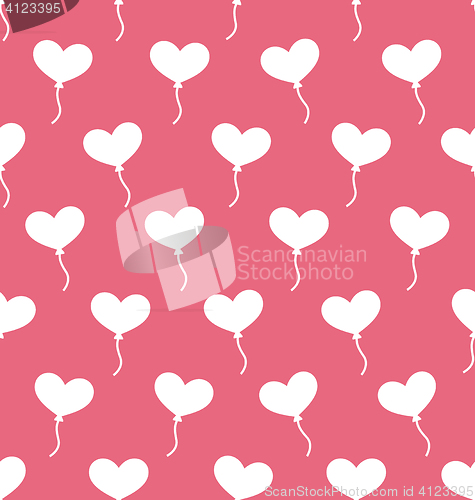 Image of Pink Seamless Pattern with Hearts Balloons for Valentines Day