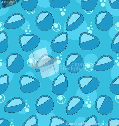 Image of Blue Seamless Pattern with Water Drops. Aqua Wallpaper