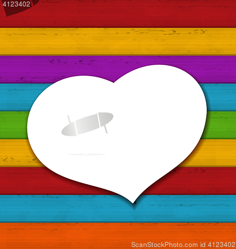 Image of Celebration romantic card on colorful wooden  background for Val