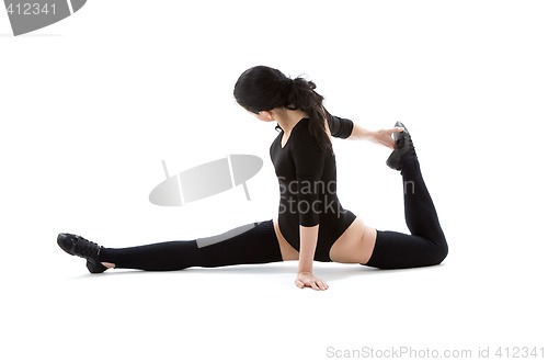 Image of fitness instructor in black leotard