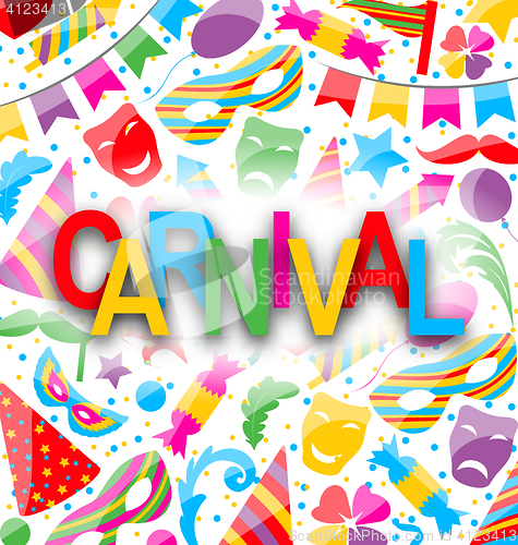 Image of Celebration background with party colorful icons and objects for