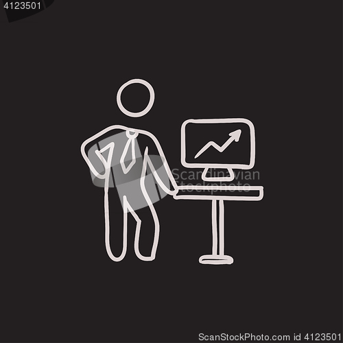 Image of Business presentation sketch icon.