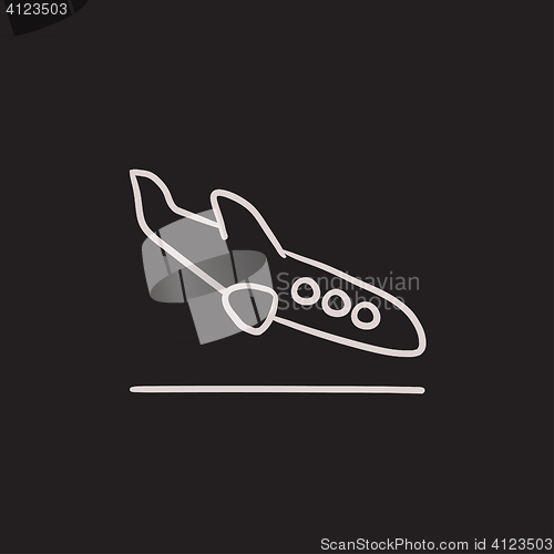 Image of Landing aircraft sketch icon.