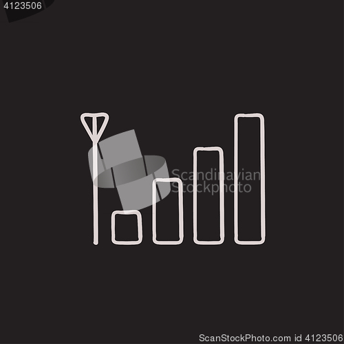 Image of Mobile phone signal sign sketch icon.