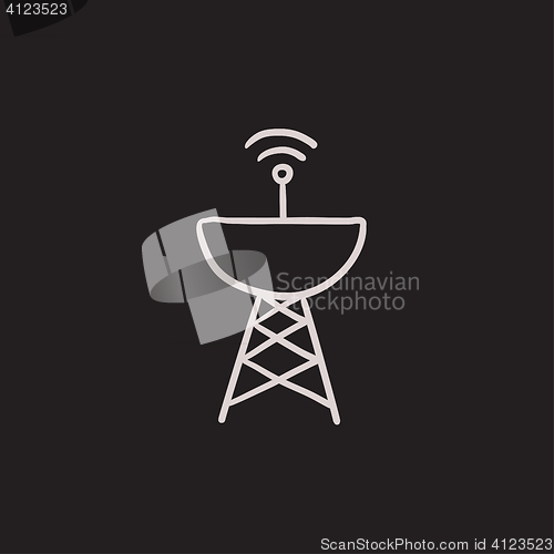 Image of Radar satellite dish sketch icon.