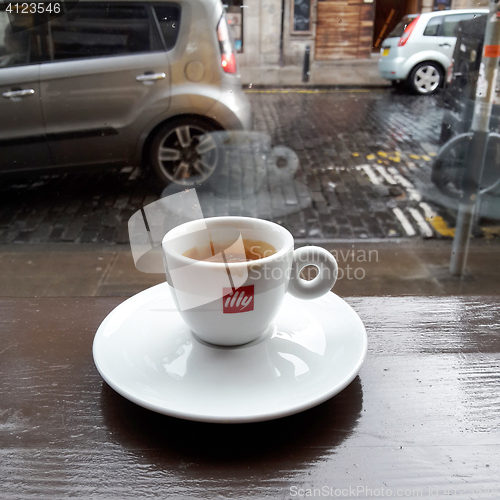 Image of Cup of illy coffee, Edinburgh, Scotland