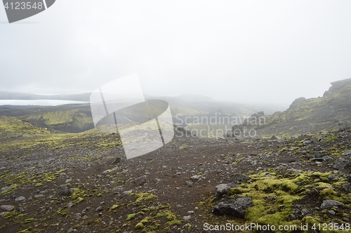 Image of Iceland lava landscape in the mist