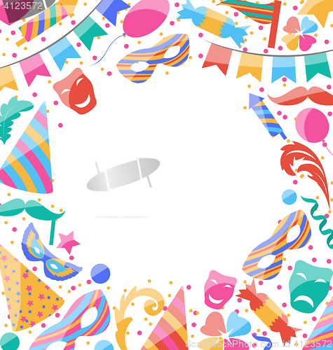 Image of Frame Celebration background with carnival stickers and objects