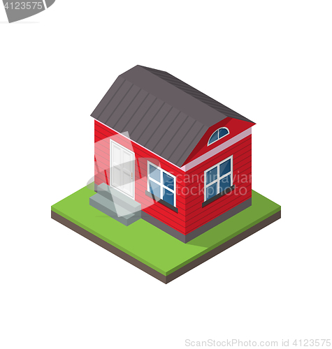 Image of residential isometric house isolated on white background