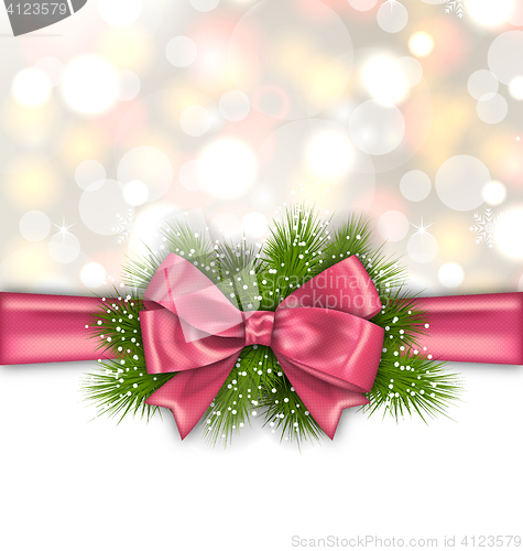 Image of Winter Elegant Background with Pink Bow Ribbon