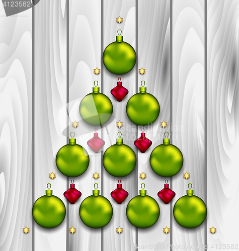 Image of Abstract Tree Made of Christmas Balls
