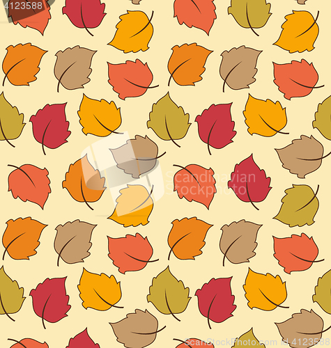 Image of Seamless Texture of Autumn Leaves, Bright Background
