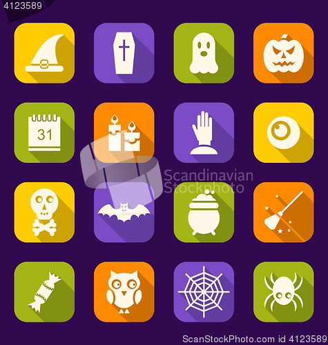 Image of  Halloween Flat Icons with Long Shadows