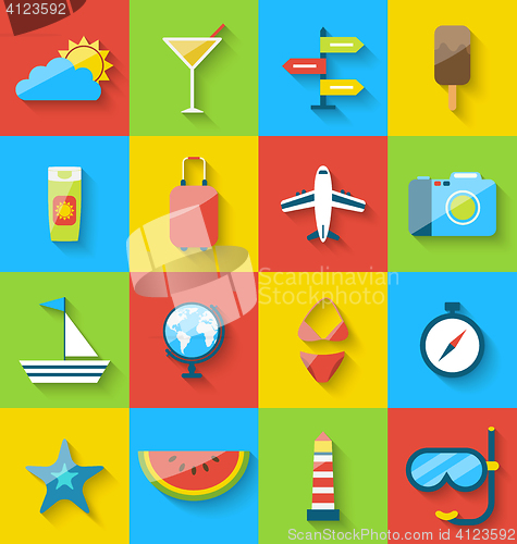 Image of Flat modern design set icons of travel on holiday journey, touri