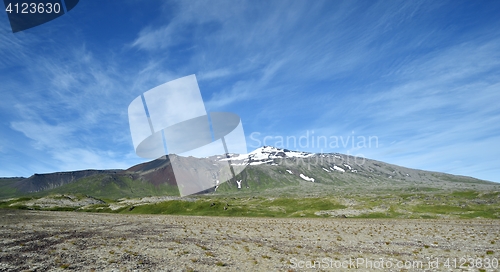 Image of Westfjords mountains with blue sky in Iceland