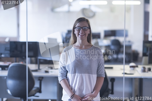 Image of portrait of casual business woman at office