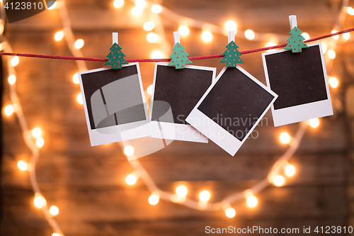 Image of Empty photo on wooden background