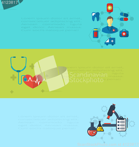 Image of Concept of medical diagnostics hospital clinic care, set banners