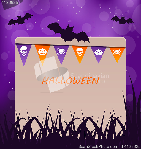 Image of Halloween Party Card with Hanging Flags