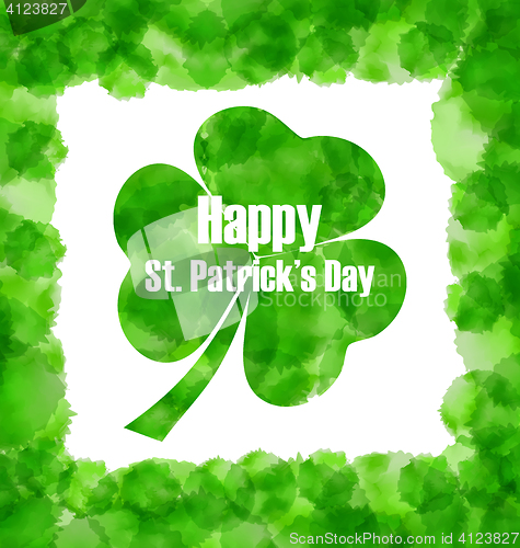 Image of Happy Saint Patricks Day Watercolor Background with Clover