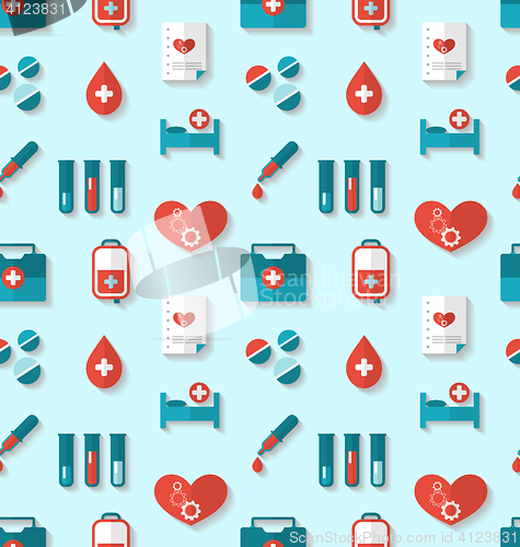 Image of Seamless Pattern with Flat Medical Icons