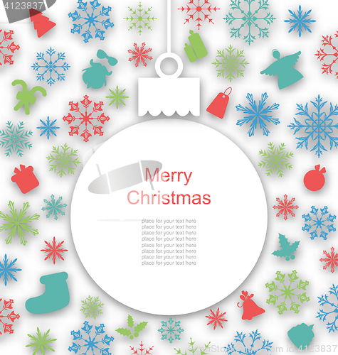 Image of Christmas Paper Card with Traditional Elements