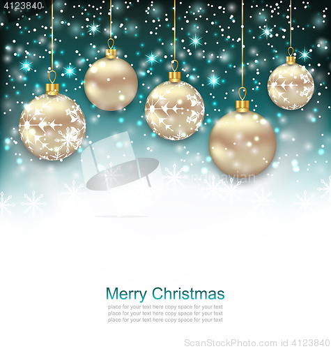 Image of Beautiful Celebration Postcard with Christmas Golden Balls