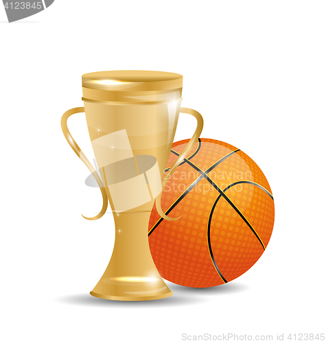 Image of Golden Trophy with Basketball Ball