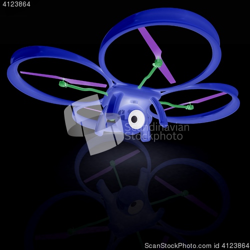 Image of Drone, quadrocopter, with photo camera. 3d render