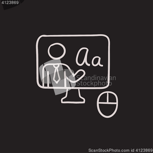 Image of Online education sketch icon.