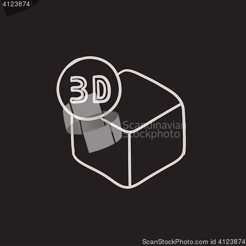 Image of Three D box sketch icon.