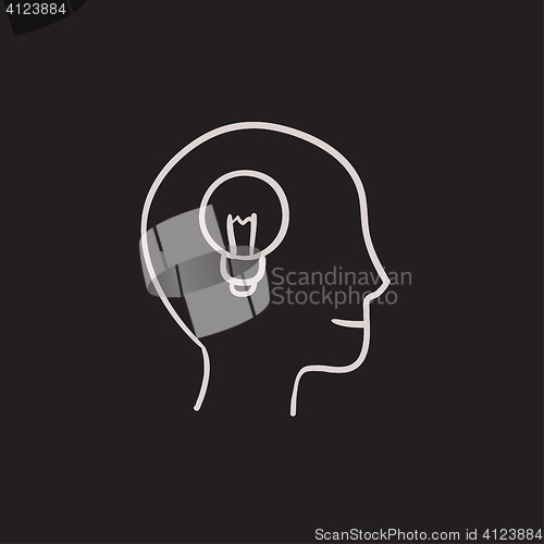 Image of Human head with idea sketch icon.