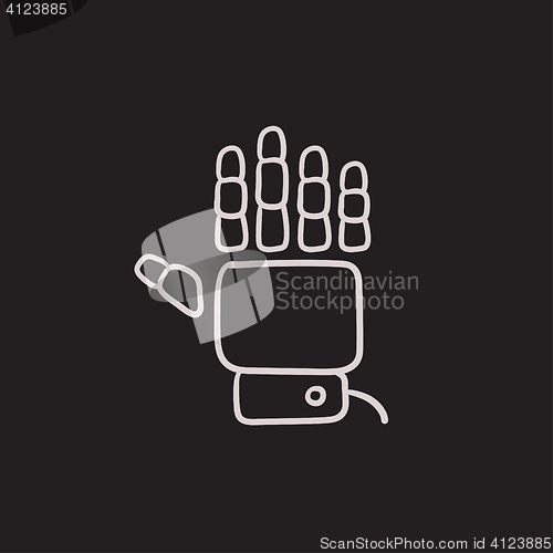 Image of Robot hand sketch icon.