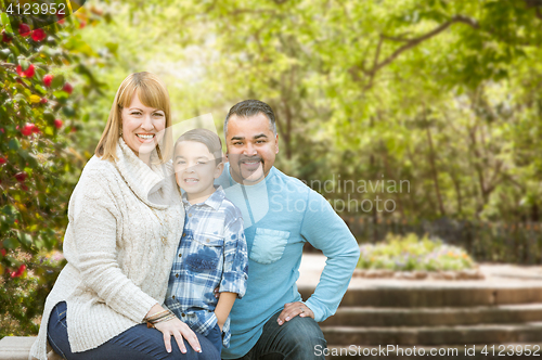 Image of Mixed Race Hispanic and Caucasian Family Portrait at the Park
