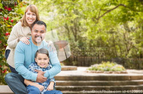 Image of Mixed Race Hispanic and Caucasian Family Portrait at the Park