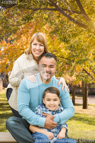 Image of Mixed Race Hispanic and Caucasian Family Portrait at the Park