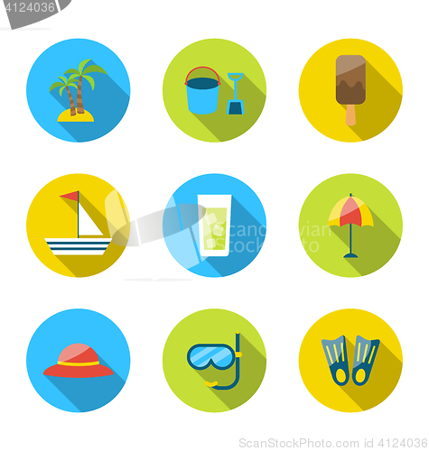 Image of Flat modern set icons of traveling, planning summer vacation