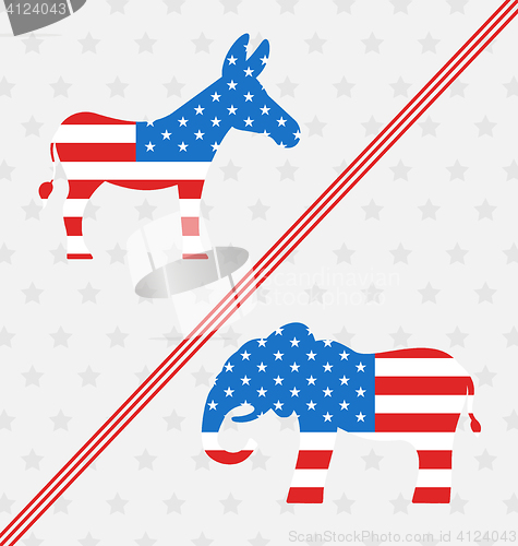 Image of Donkey and Elephant as a Symbols Vote of USA