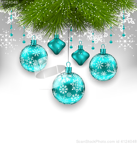 Image of Elegant Xmas Background with Glass Hanging Balls