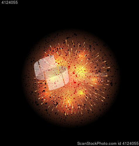Image of Explosion fireworks powerful bright space dust