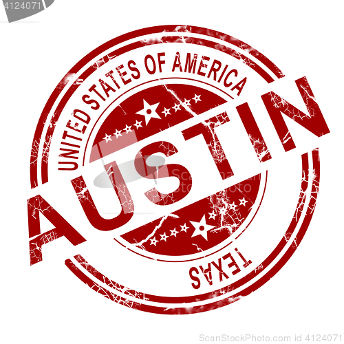 Image of Austin Texas stamp with white background