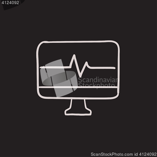 Image of Heart beat monitor sketch icon.