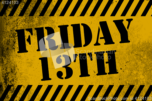 Image of Friday 13th sign yellow with stripes