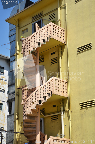 Image of Colorful spiral staircases