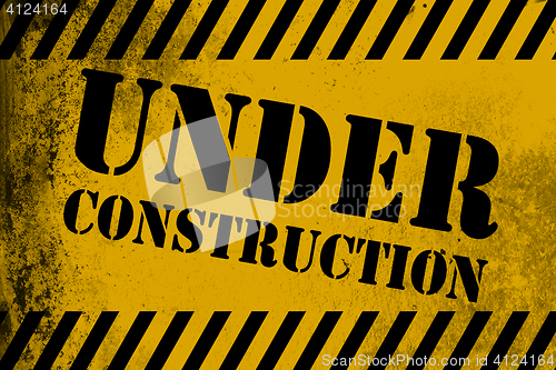 Image of Under construction sign yellow with stripes