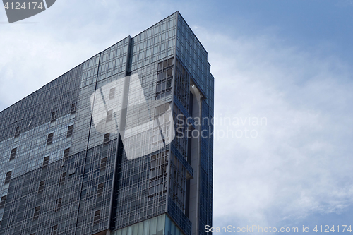 Image of Modern glass blue building skyscrapers 