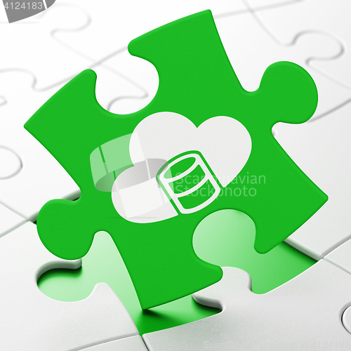 Image of Database concept: Database With Cloud on puzzle background
