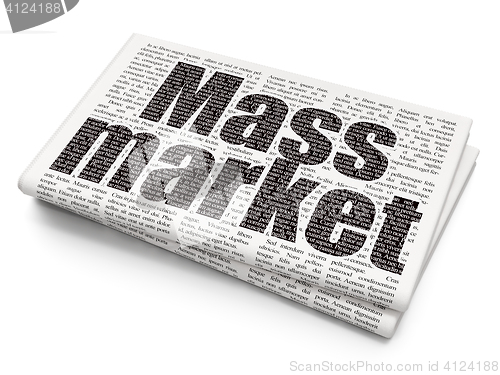 Image of Advertising concept: Mass Market on Newspaper background